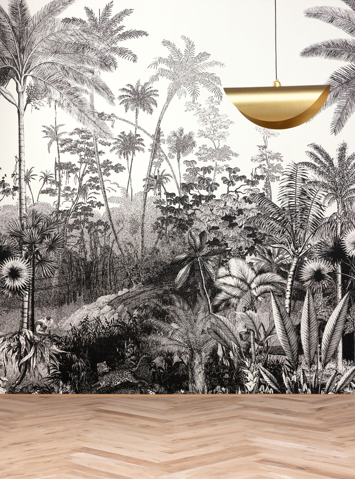 Papier peint panoramique Jungle Fantastic Forest noir et blanc - Moonlight 2 de Casélio AMB3 | Réf. MLGT104150945