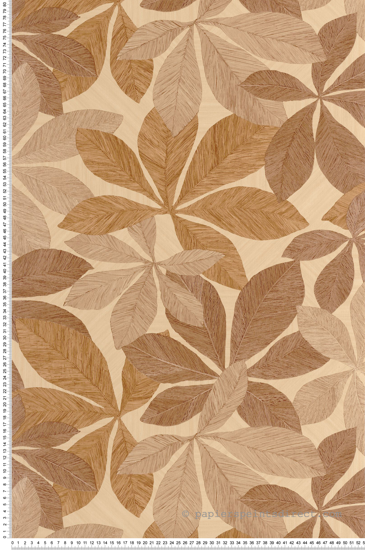 Papier peint Feuillage Lignaria brun beige - Woodline de Casélio | Réf. WOD106831026