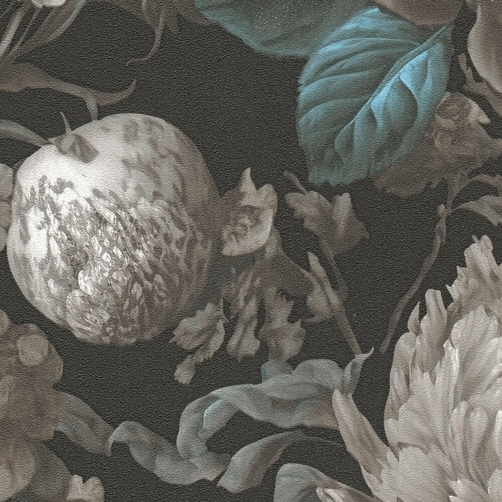 Papier peint Fleur Vintage Papillon bleu gris - Metropolis Michalsky 6 de Livingwalls ZOOM | Réf. AS-399792