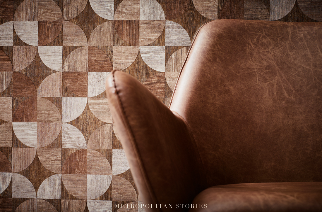 Papier peint Bois marqueterie chêne clair - Metropolitan Stories d'AS Création AMB 3 | Réf. SP14652