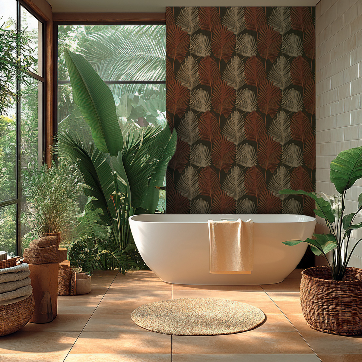 Papier peint Palme Nature rouille chocolat - Metropolitan Stories 4 Hot Spots d'A.S. Création AMB2| Réf. AS-786735