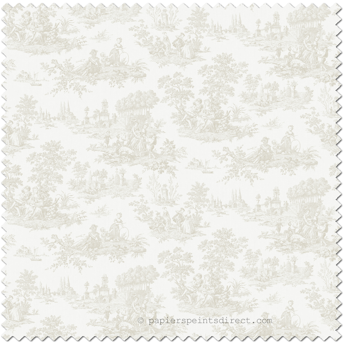 Tissu Toile de Jouy Eglantine grège - Alice et Rose de Lutèce | Réf. LTC-VI83005F