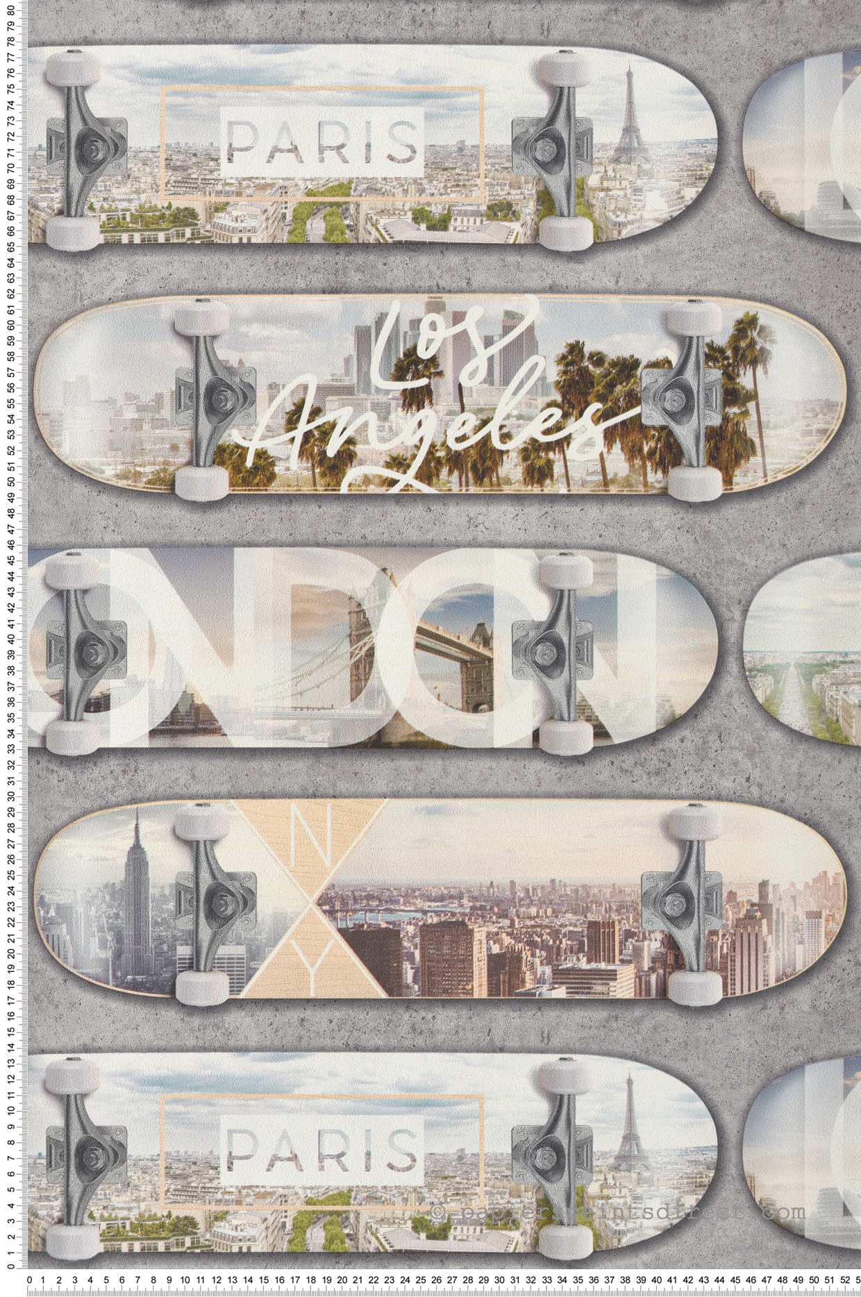 Papier peint Urbain Skate gris - Loft d'Ugépa | Réf. UGP-M50609