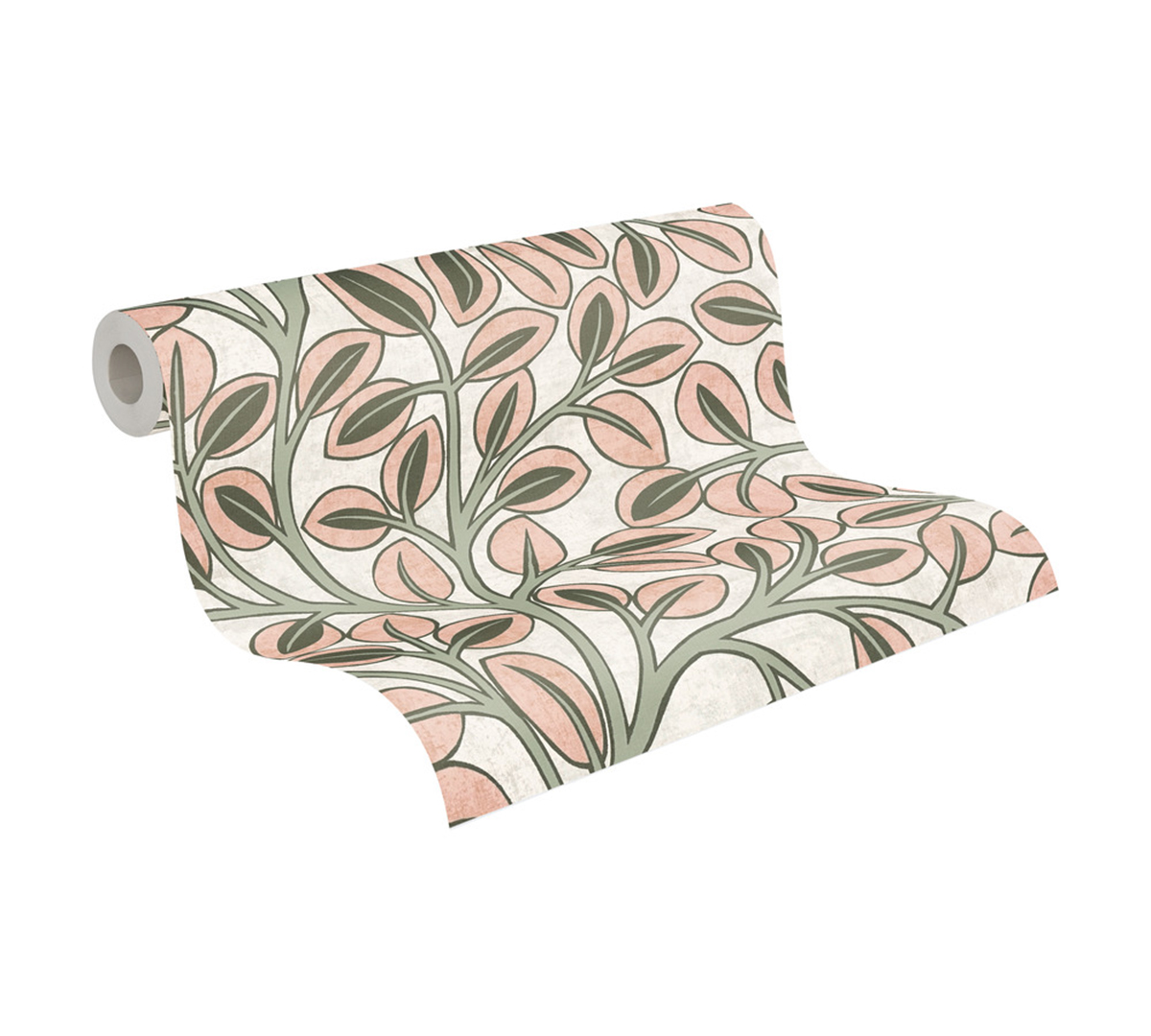 Papier peint Feuille d'Arbre Graphique saumon vert - Nordic Feeling d'A.S. Création ROLL | Réf. AS-791502