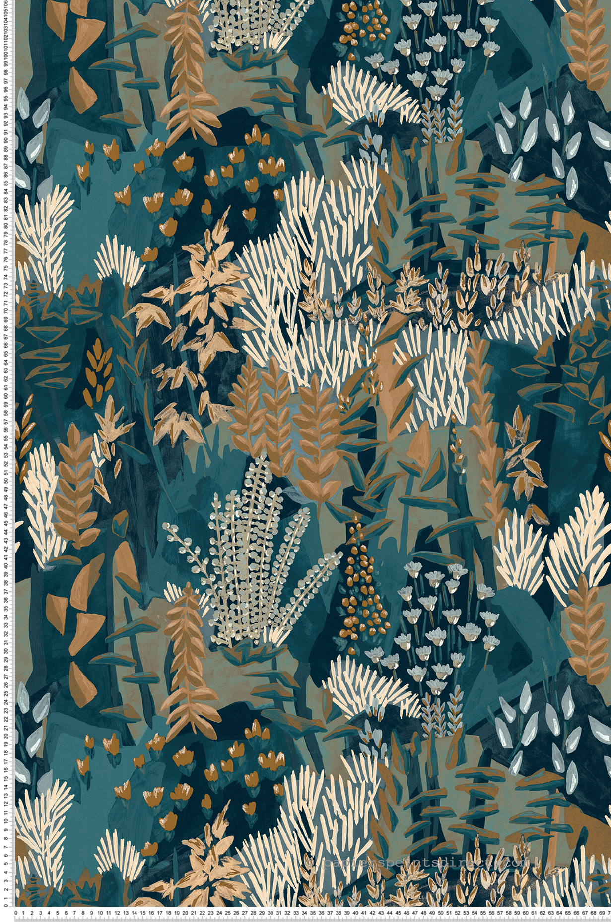 Papier peint Jardin Fleuri Erica bleu paon - Jardin Félicia de Casamance | Réf. CAS-76570406