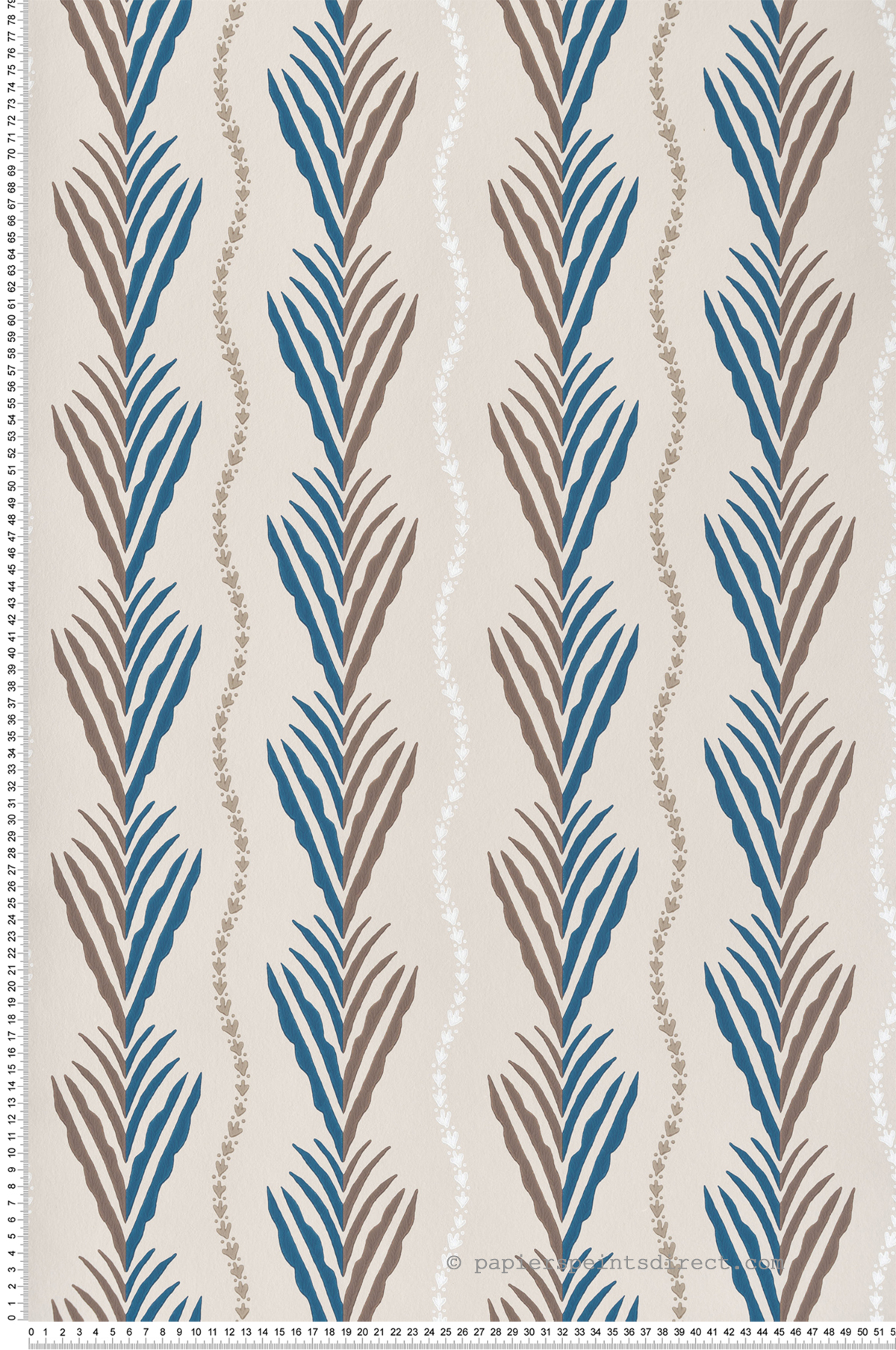 Papier peint Feuille Meridor marron bleu - Signature de Nina Campbell | Réf. OSB-NCW4494-05