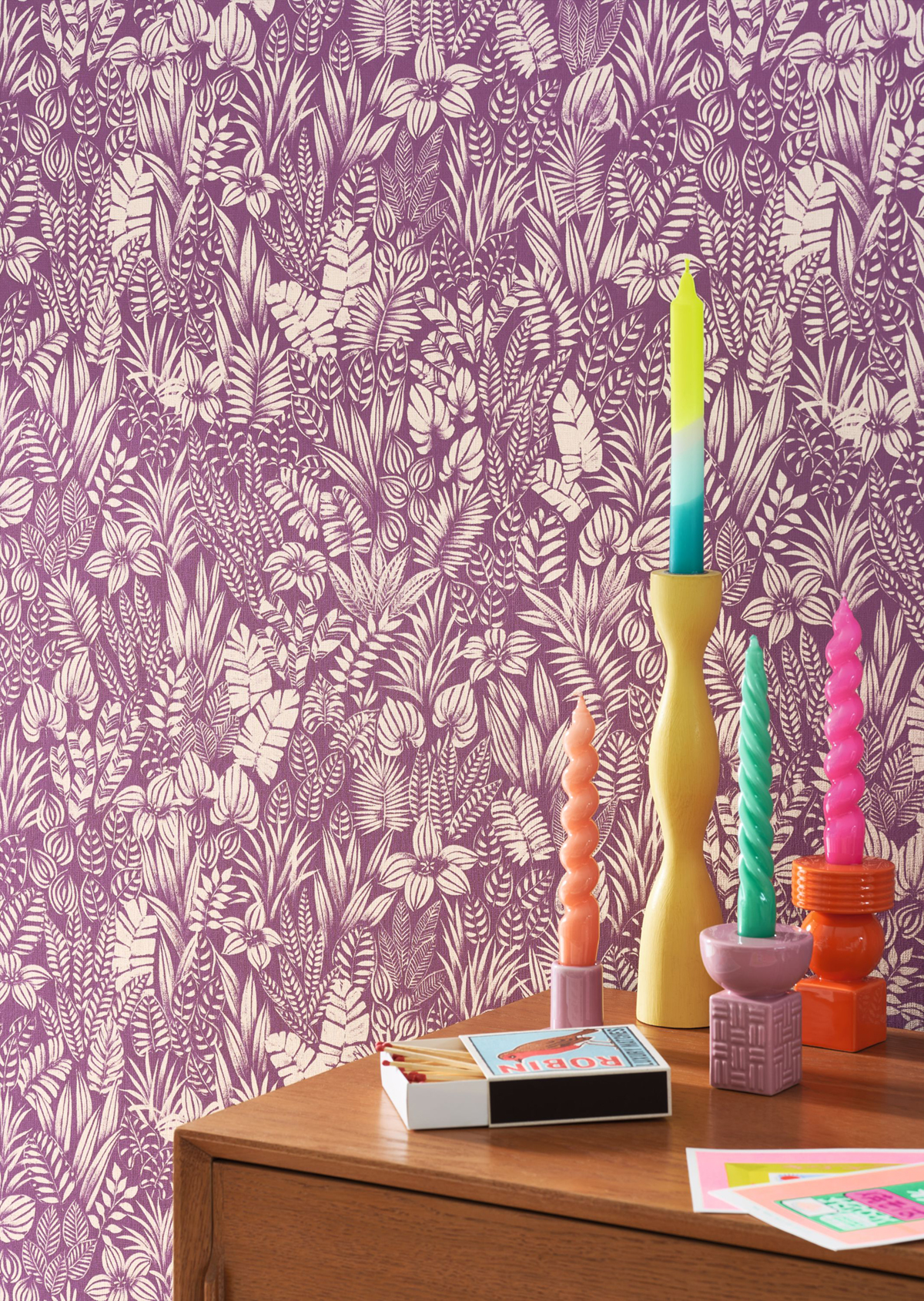 Papier peint Jungle Napa Valley violet écru - California de Casadéco AMB2 | Réf. CALF88825454