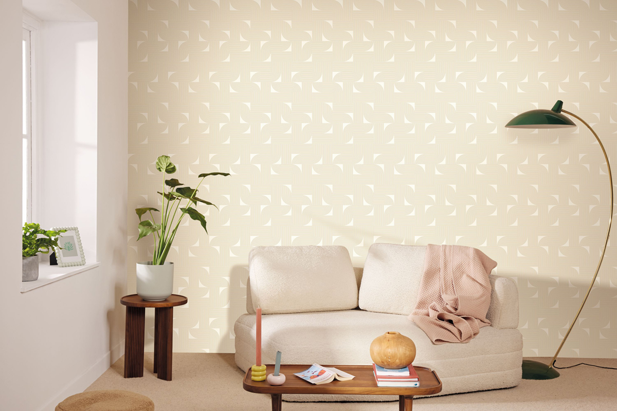 Papier peint Graphique Softness blanc doré - Light de Casélio | Réf. LIG106570014