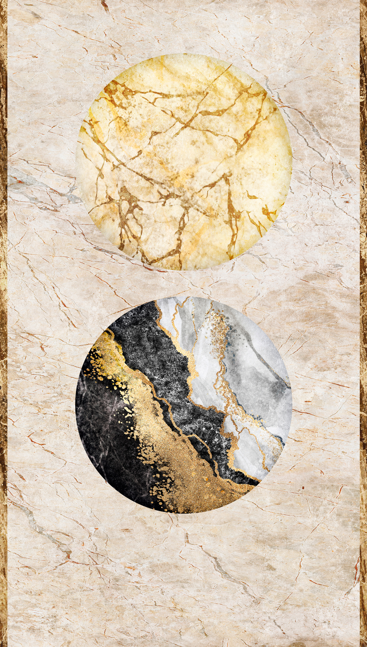 Papier peint panoramique Rond Marbre ocre noir - The Wall 3 d'A.S. Création | Réf. AS-398501