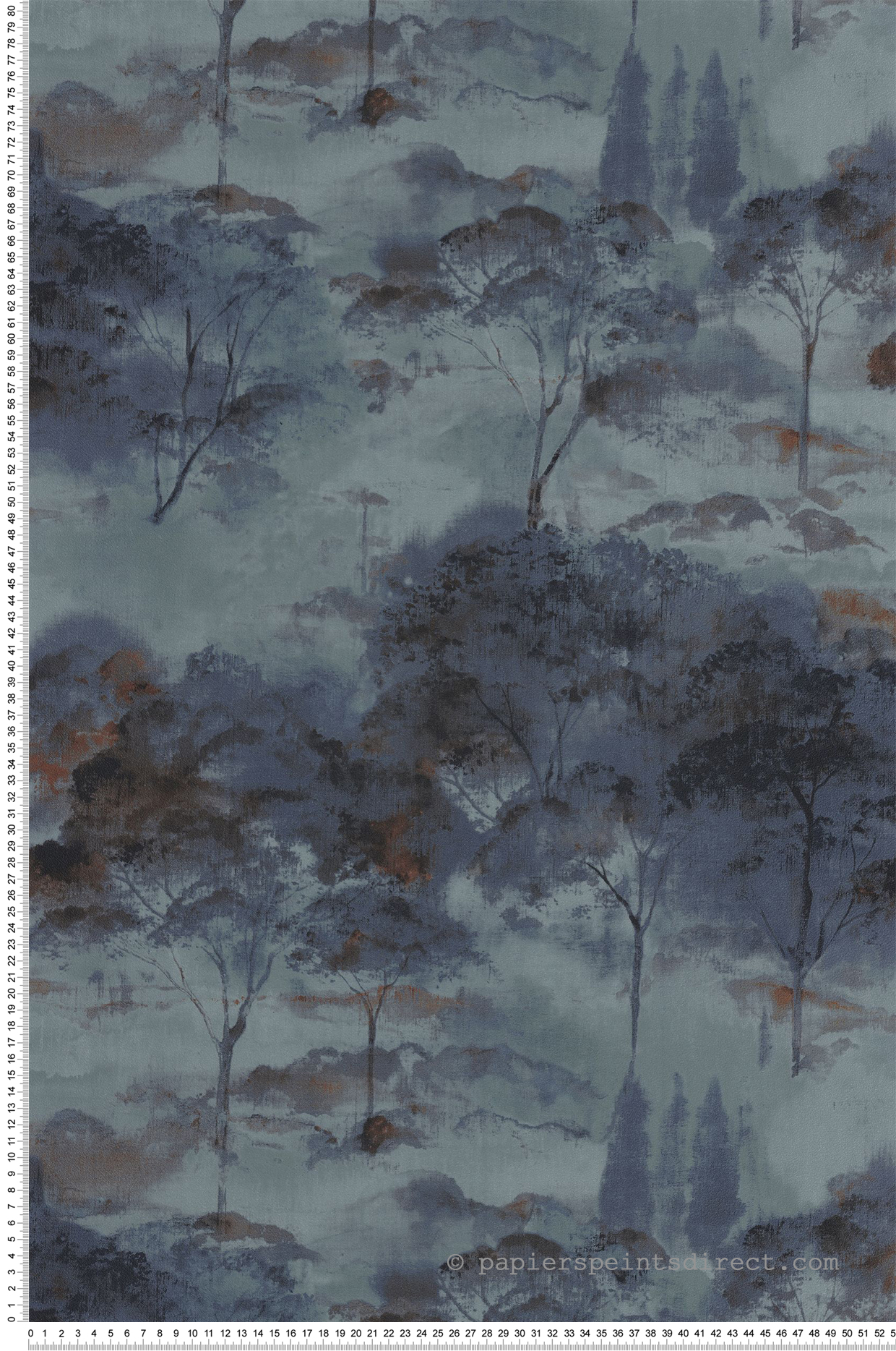 Papier peint Arbre Forêt Sila bleu encre - Riverside 4 de Casadéco | Réf. RIVI89556811