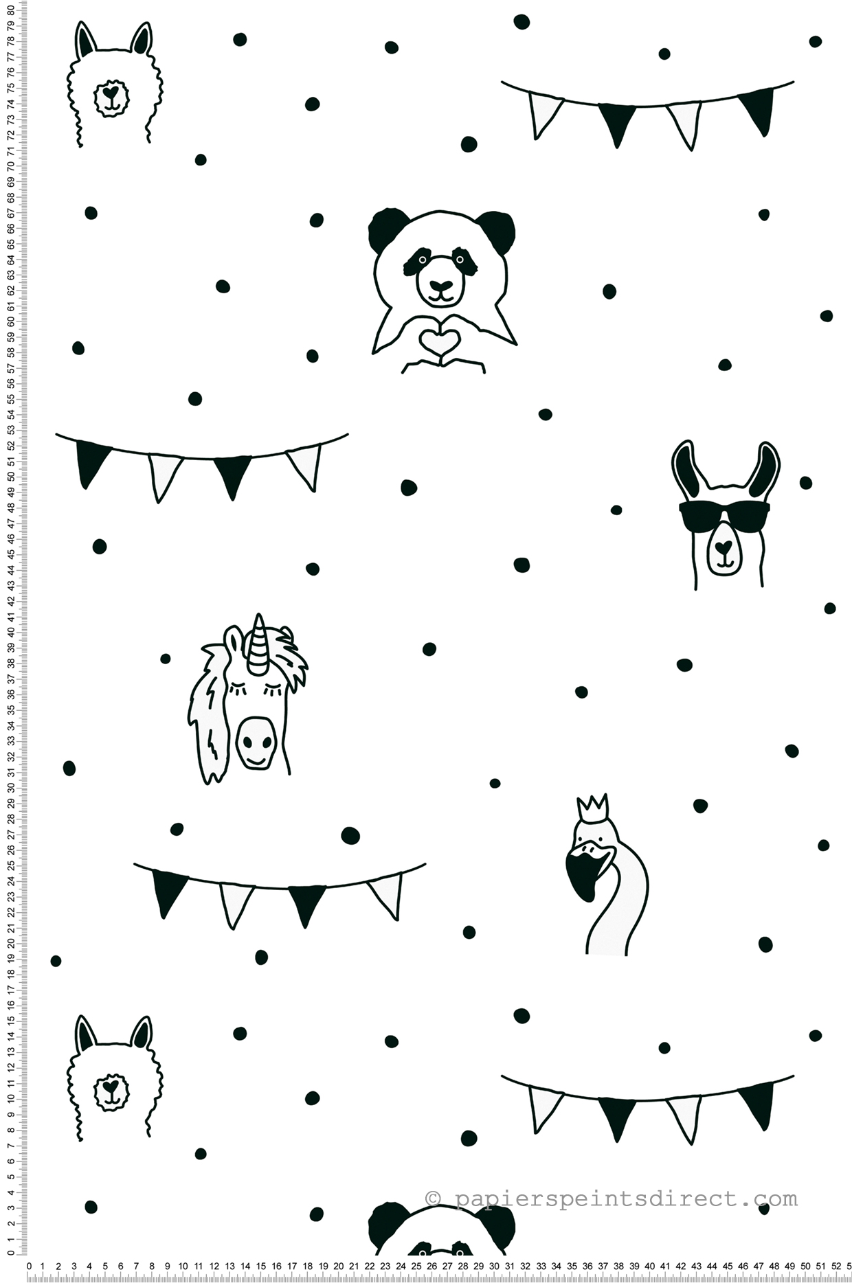 Papier peint enfant Pois Animaux noir et blanc - Little Love d'A.S. Création | Réf. SP15682
