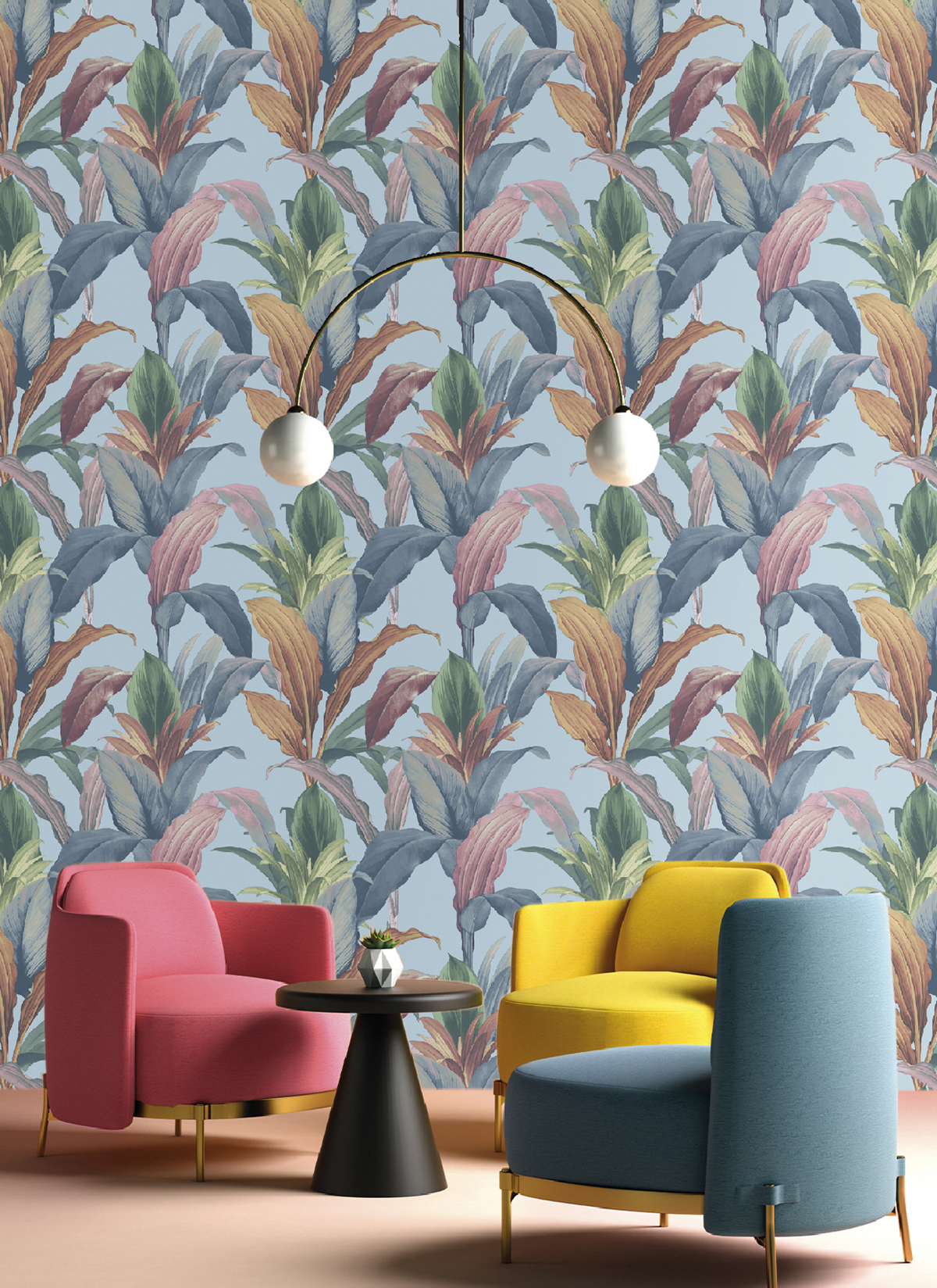 Papier peint Feuillage Ananas bleu doux - Maison Paradis de Lutèce | Réf. LTC-MP15516