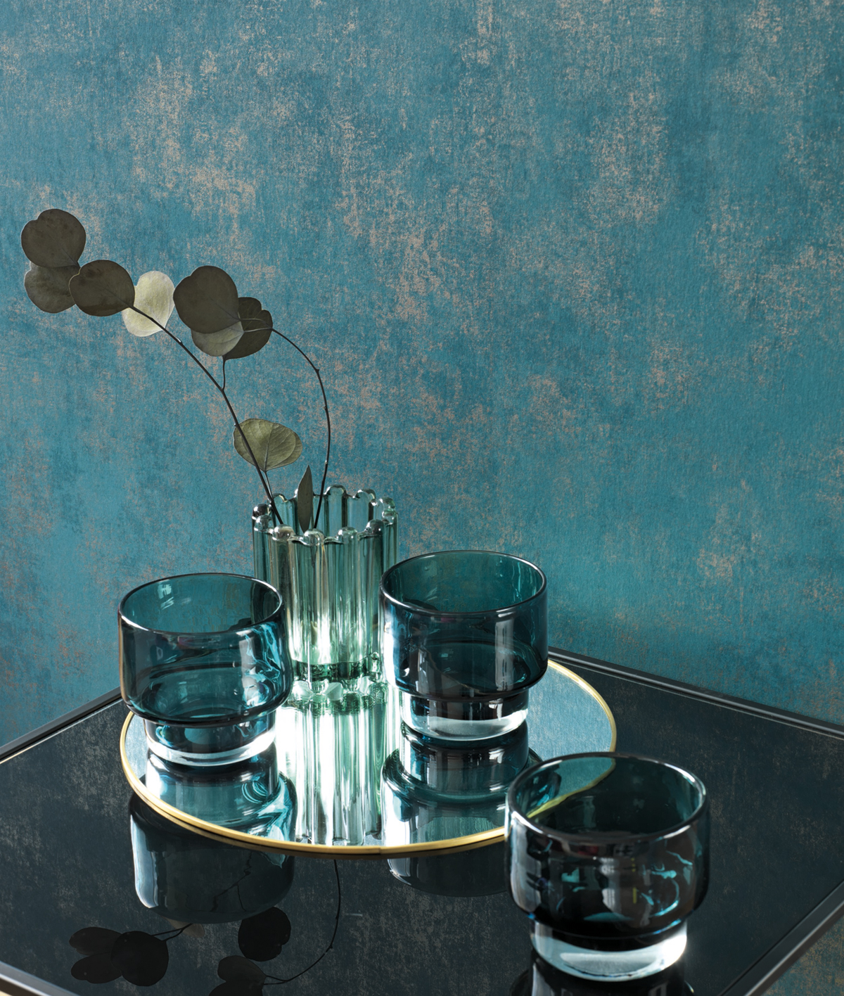 Papier peint Faux uni irisé bleu paon - Montsegur de Casadéco | Réf. MTSE80836267