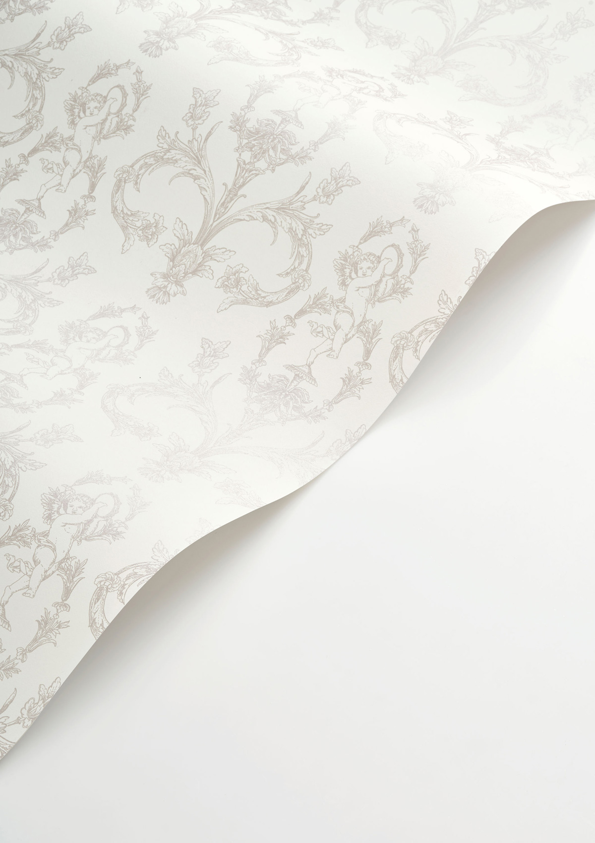 Papier peint Cherubin Seraphin argenté - Les Belles Toiles De Jouy 2 de Casadéco VAGUE | Réf. BTJD201719119