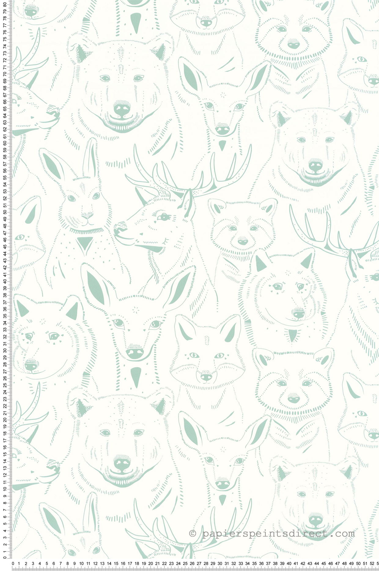 Papier peint Têtes Animaux menthe - Autour du Monde de Casélio | Réf. ADM103527001