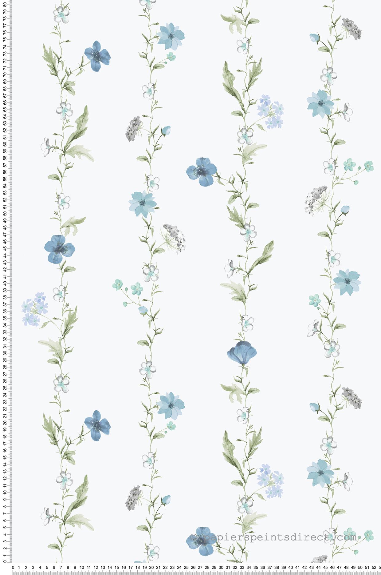 Papier peint Farandole de Fleurs des Prés bleu - Romance de Lutèce | Réf. LTC-19021