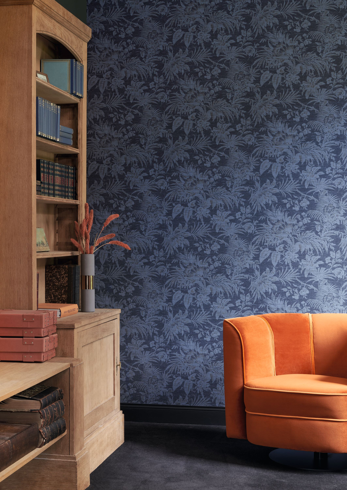 Papier peint Feuillage Tropical Fern bleu marine - Five o'clock de Casadeco | Réf. FOCL85786787