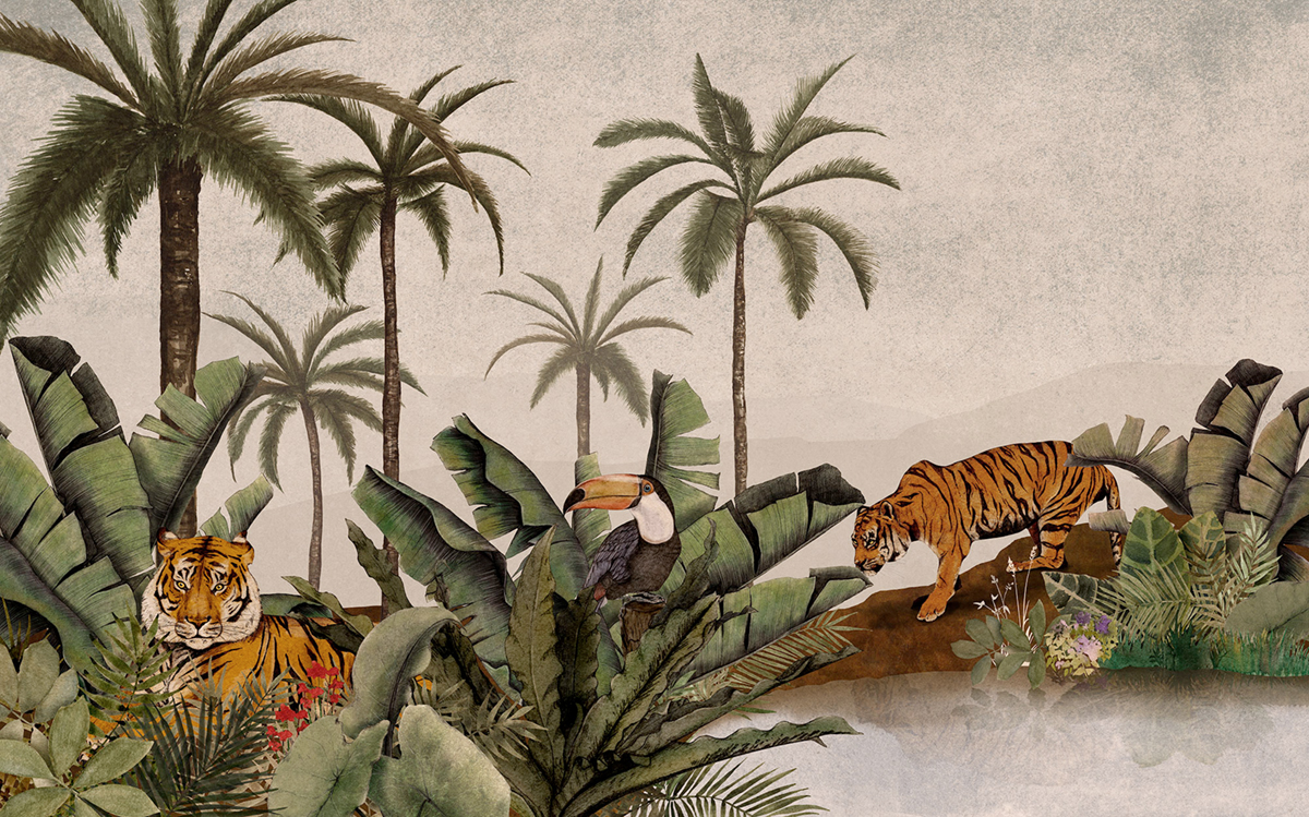 Papier peint panoramique Tiger Jungle - Papier peint Komar Pure 2