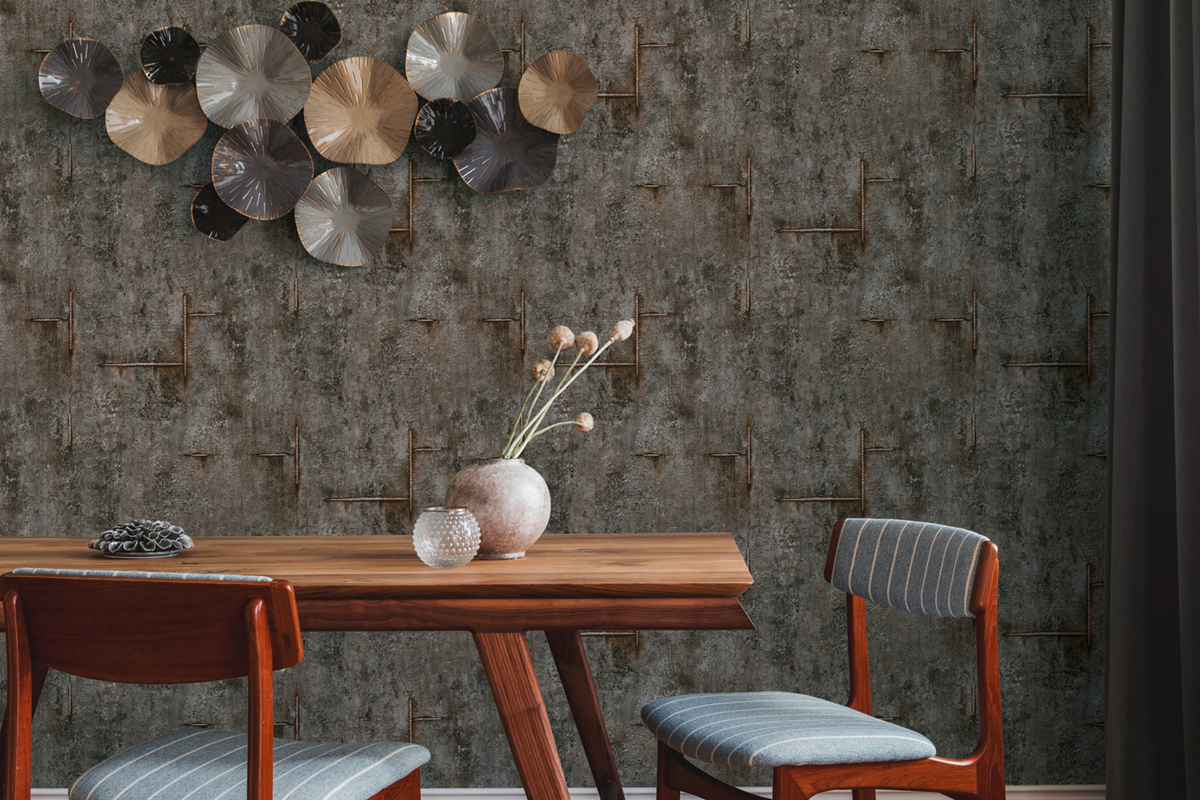 Papier peint Béton Graphite Groove anthracite - Cosmoliving d'A.S. Création | Réf. AS-790855