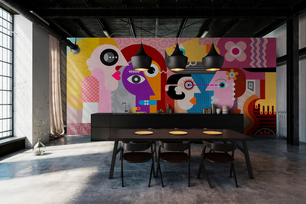 Papier peint panoramique Fresque Street Art Couples 1 - Référence DD113872 - Intissé 200g/m2 - Standard 500 x 270