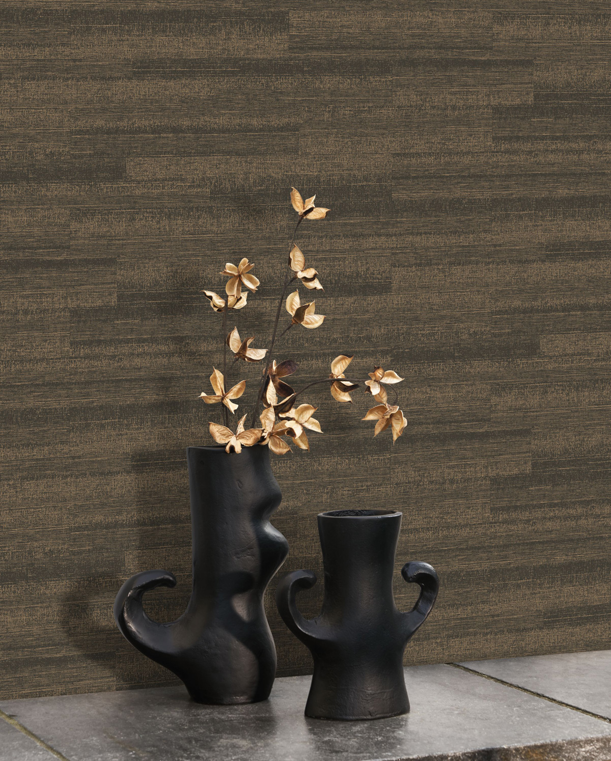 Papier peint Faux Uni Métallisé Pietra brun - Matera de Casadéco | Réf. MATA201149808