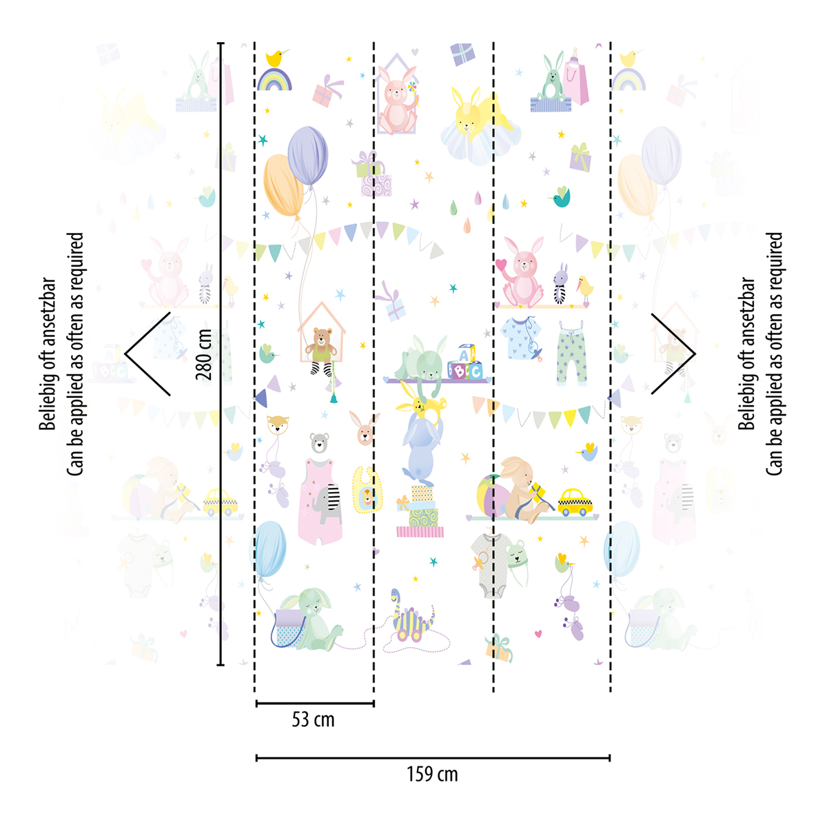 Papier peint panoramique Lapin Jeux Pastel - The Wall 2 d'A.S. Création | Réf. AS-391881