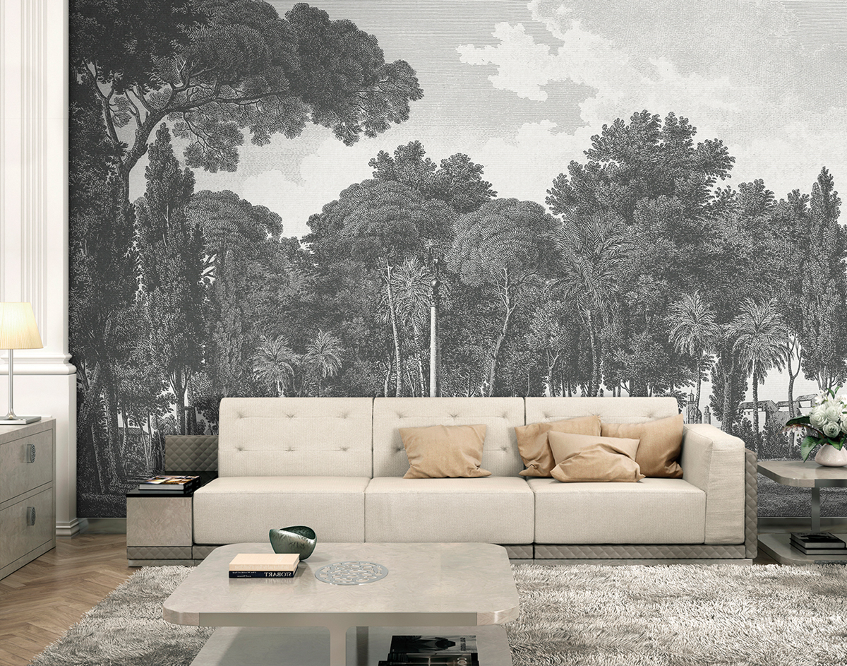 Papier peint panoramique Forêt Alameda gris - Panorama 2 de Lutèce | Réf. LTC-PAN1621C