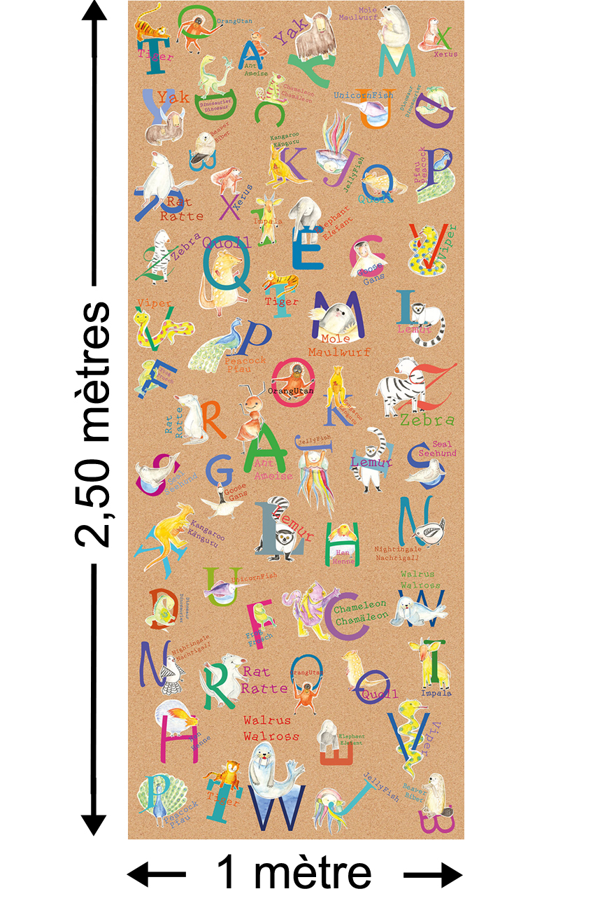 Papier peint enfant Animals A-Z Panel - Papier peint lé unique Komar