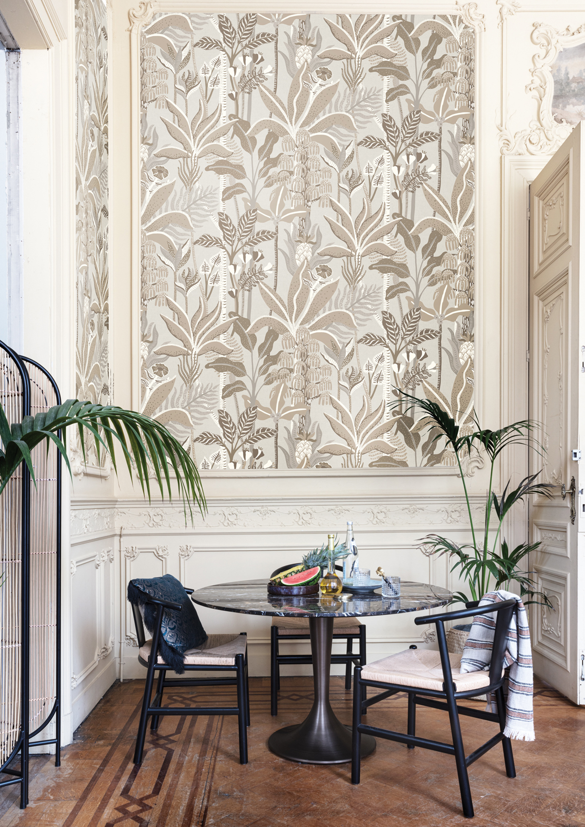 Papier peint Jungle Tropicale José beige gris - Havana de Masureel | Réf. MAS-HAV002