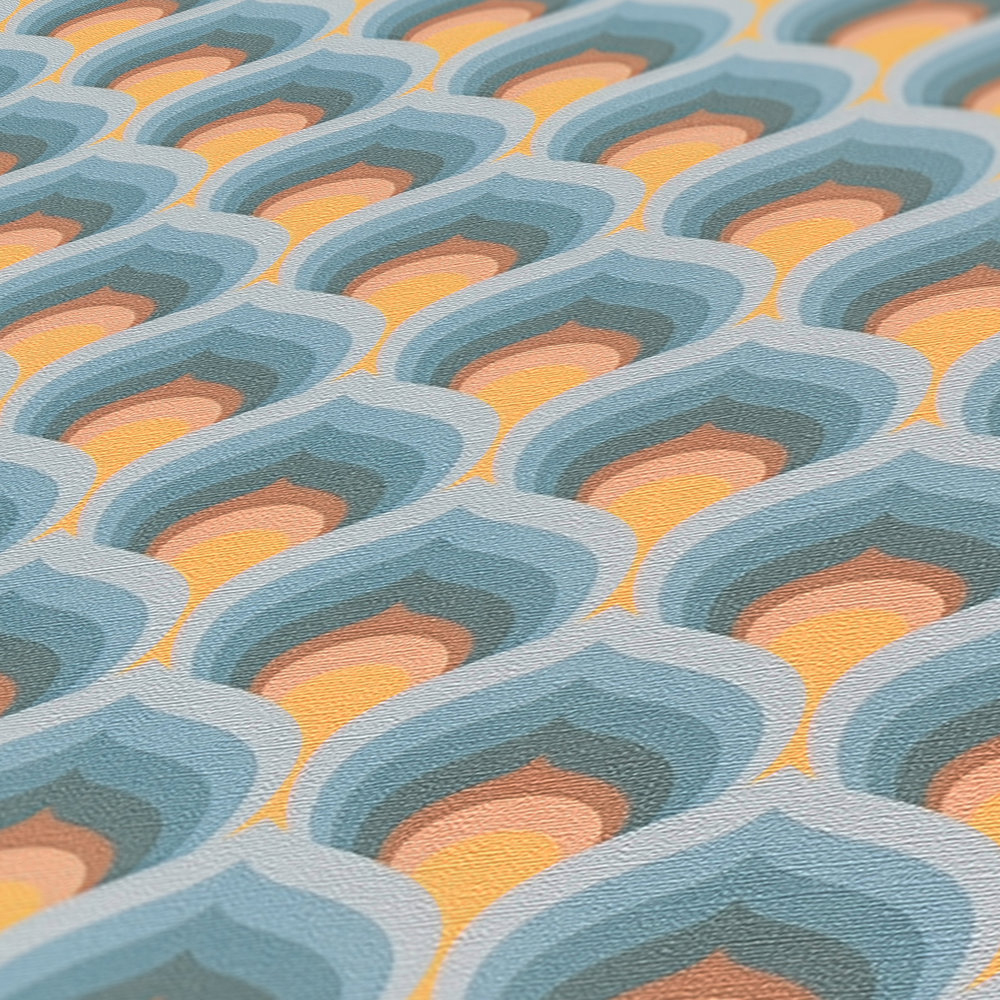 Papier peint Ecailles Vintage bleu jaune - Retro Chic d'A.S. Création AMB4 | Réf. AS-395383