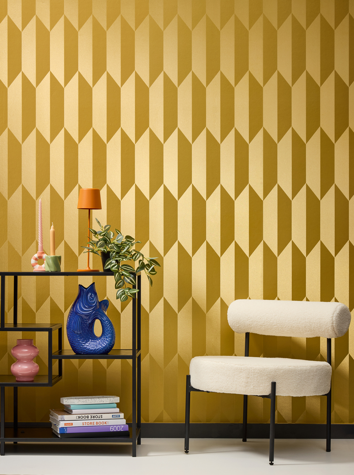 Papier peint Damier Graphique Groove doré - Cosmoliving d'A.S. Création AMB3 | Réf. AS-790866