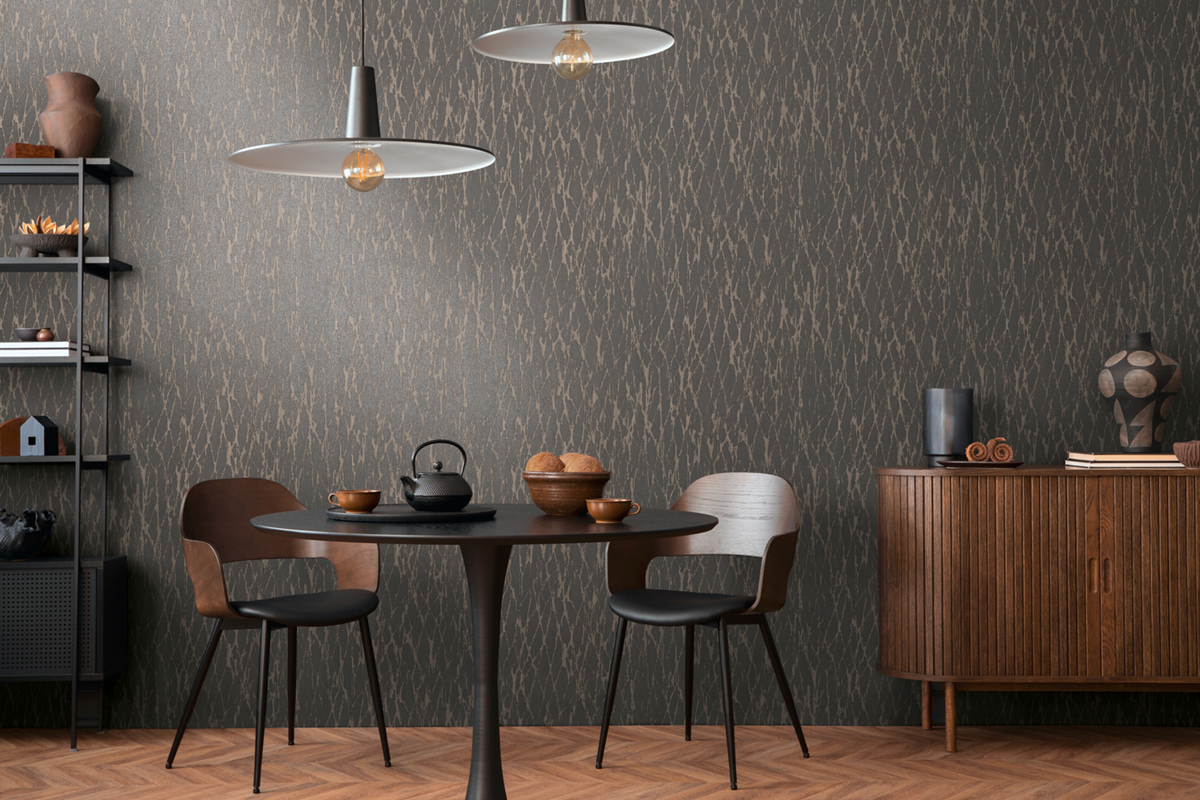 Papier peint Faux Uni Écorce anthracite taupe - Smart Surfaces d'A.S. Création | Réf. AS-395635