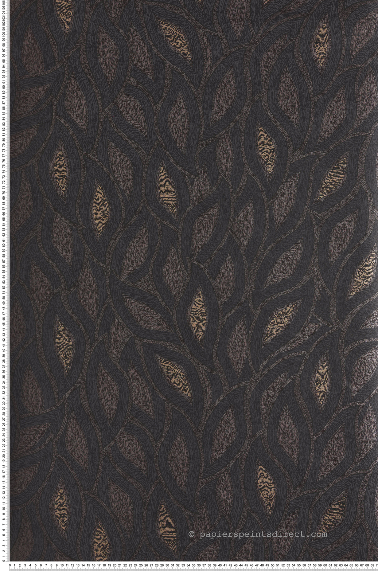 Papier peint Feuille Ethnique Maeva noir doré - Terra de Masureel | Réf. MAS-TER405