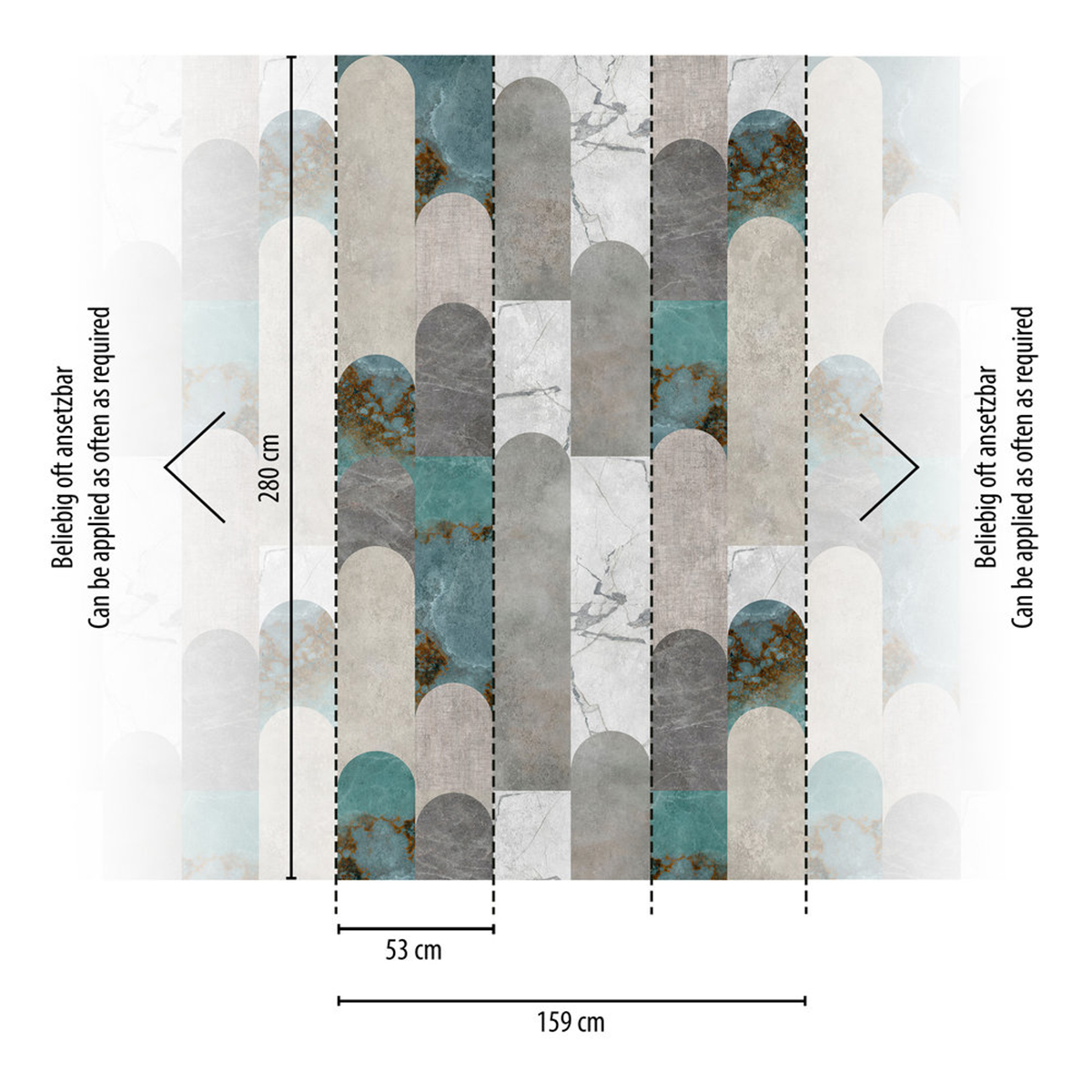 Papier peint panoramique Arcade Marbre bleu - The Wall 3 d'A.S. Création AMB3 | Réf. AS-398341