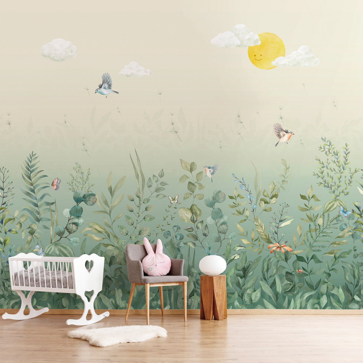 Papier peint panoramique Nature Papillon Forest vert - Panorama 2 de Lutèce | Réf. LTC-PAN1852C