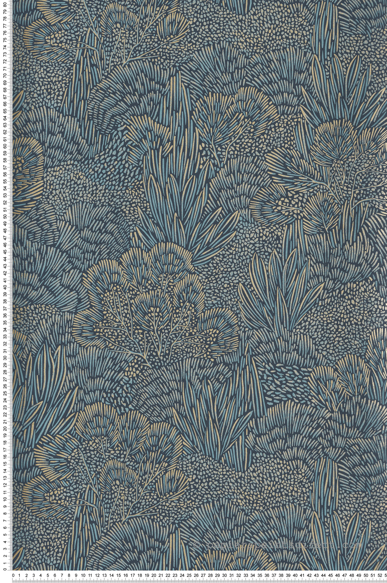 Papier peint Forêt Abstrait bleu paon doré - Merida de Montecolino | Réf. MC-BA26064