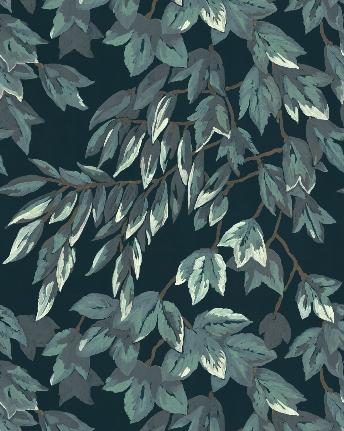 Papier peint panoramique Feuille Tombante Wistman's Wood S bleu nuit 200X250 - Heritage de Casadéco | Réf. HETA201267905