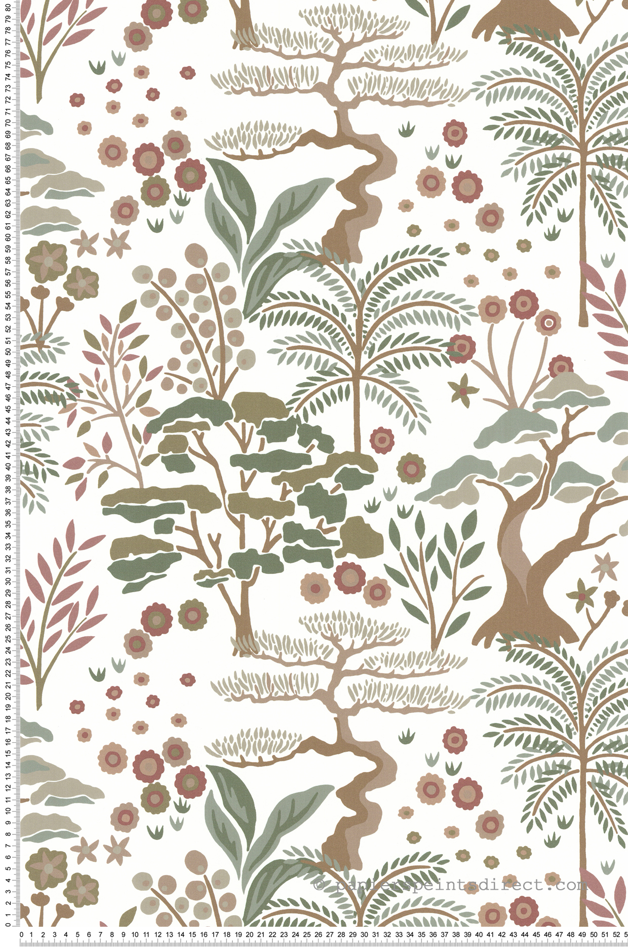 Papier peint Jardin Mombasa Baobab framboise vert - Jardin d'Eden de Lutèce | Réf. LTC-51251403