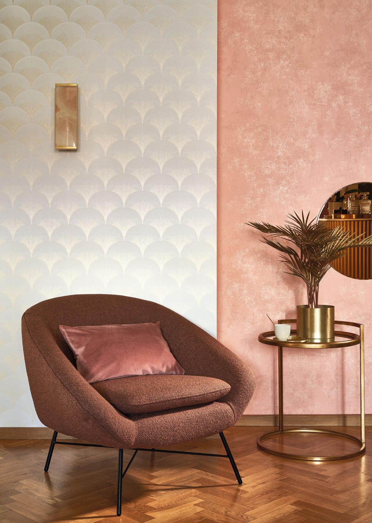 Papier peint Plume de Paon Broadway blanc doré - Twenties de Casadéco | Réf. TWNT88661331