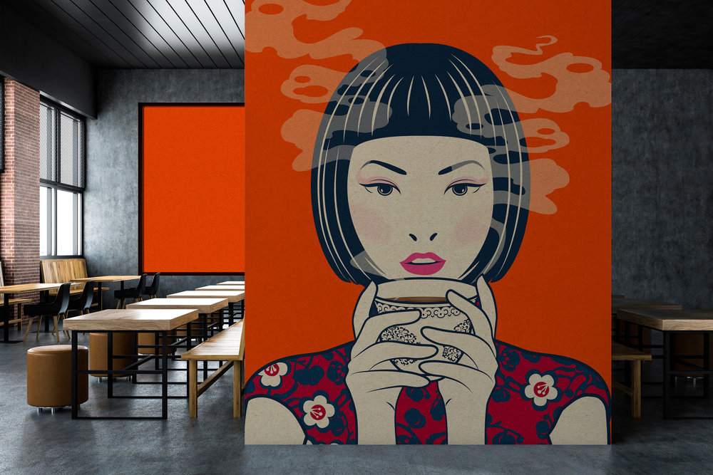 Papier peint panoramique Portrait d'Asie Akari 2 - Référence DD113807 - Intissé 200g/m2 - Standard 400 x 270