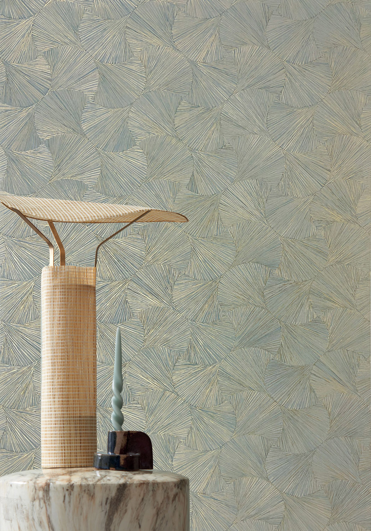 Papier peint Ecaille Végétale Songket opaline doré - Nature Précieuse de Casamance | Réf. CAS-76522650