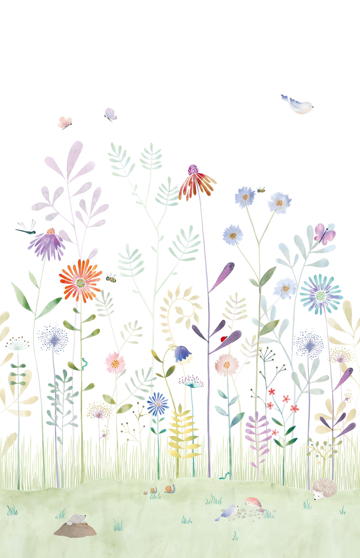 Papier peint panoramique Jardin Fleuri Papillon L 200x310 - Once Upon A Time de Casadéco | Réf. OUAT88287204