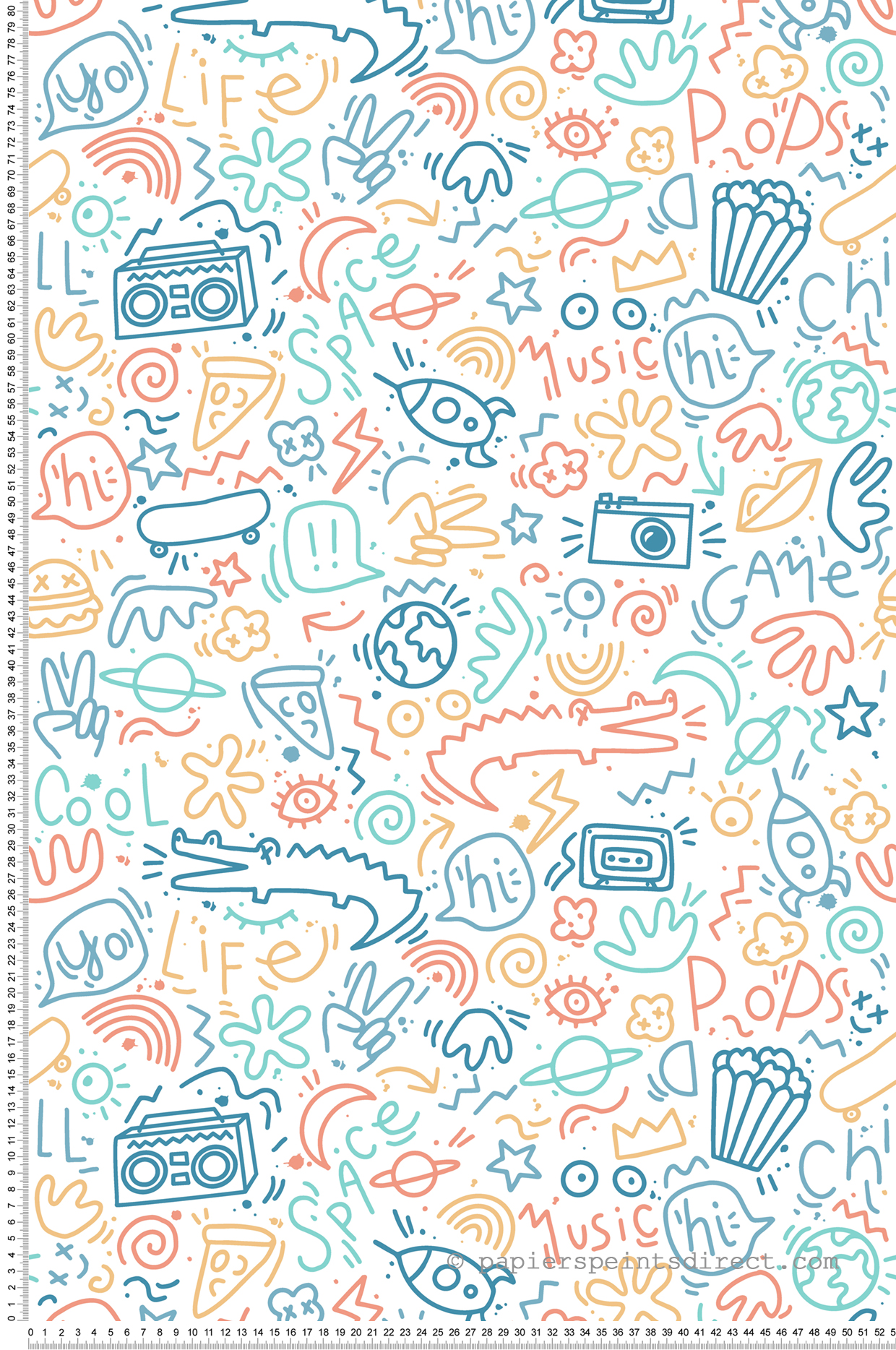 Papier peint Dessin Doodle orange - La belle histoire d'Ugépa | Réf. UGP-M45710