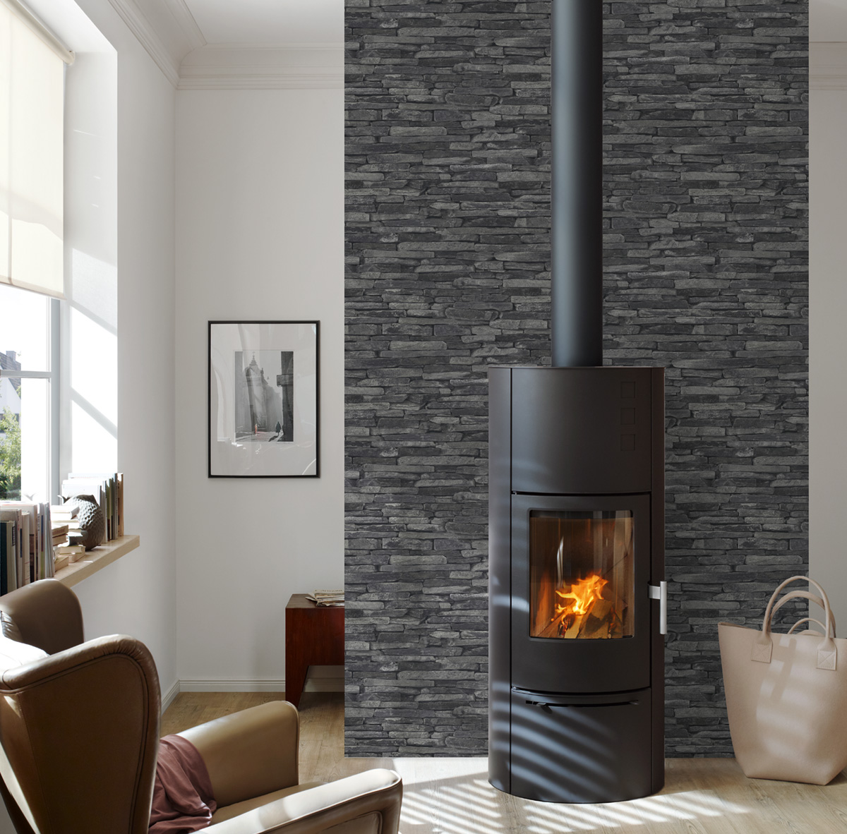 Papier peint Pierres Plates grises - Elements 2 d'A.S. Création AMB4 | Réf. AS-914224