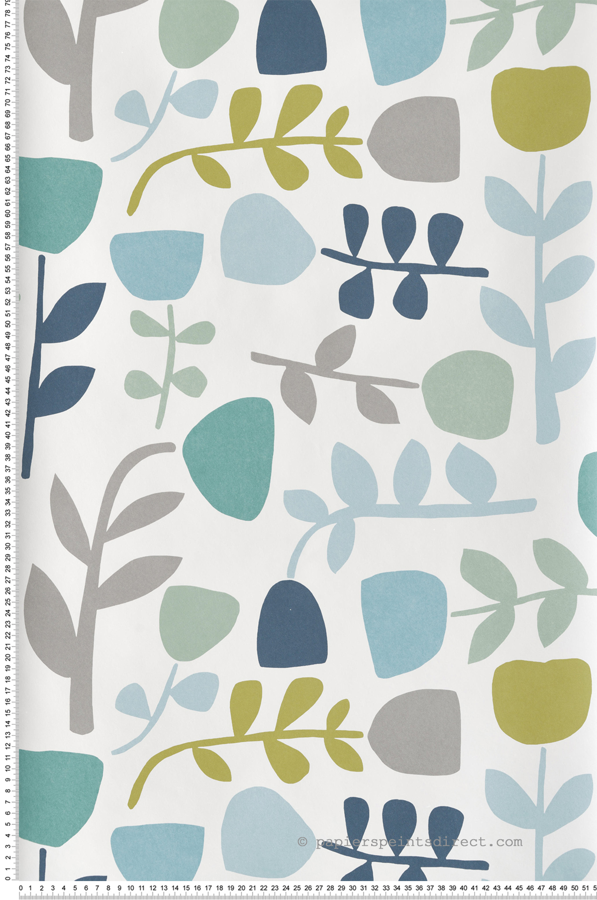 Papier peint Allover Floral Scandinave Juni bleu vert - Delicatesse de Lutèce | Réf. LTC-FD26536