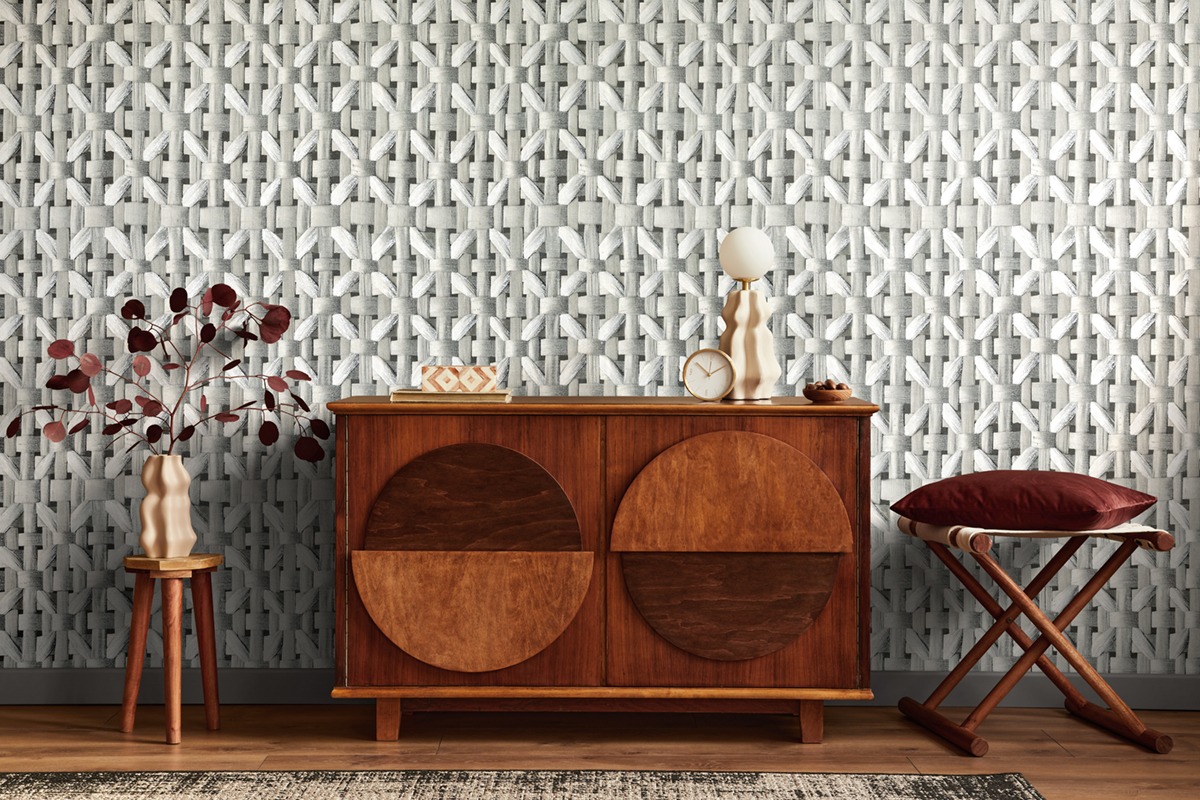 Papier peint Claustra Bois gris argenté - Ornata de Montecolino | Réf. MC-65339