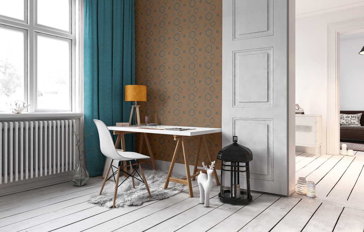 Papier peint Ethnic Ornements beige/bleu/moutarde - Ethnic Origin d'AS Création | Réf. SP15224