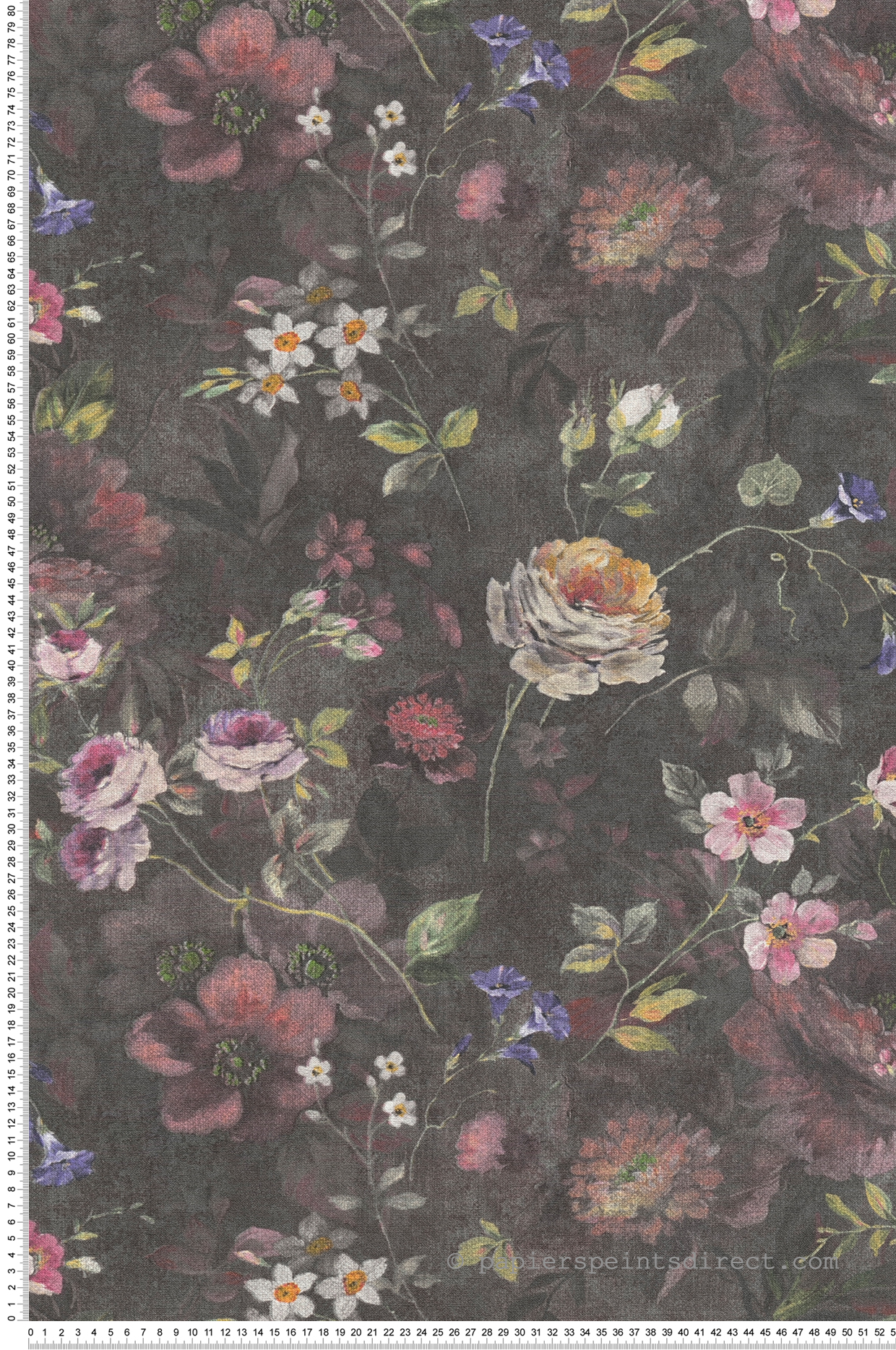 Papier peint Vintage Floral Estompé noir rose - Natural Living d'A.S. Création | Réf. AS-386361