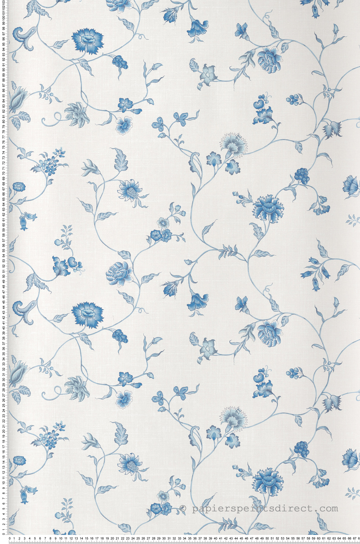 Papier peint Florale Fleur Grimpante bleu beige - French Country d'Initiales | Réf. INI-FC61002