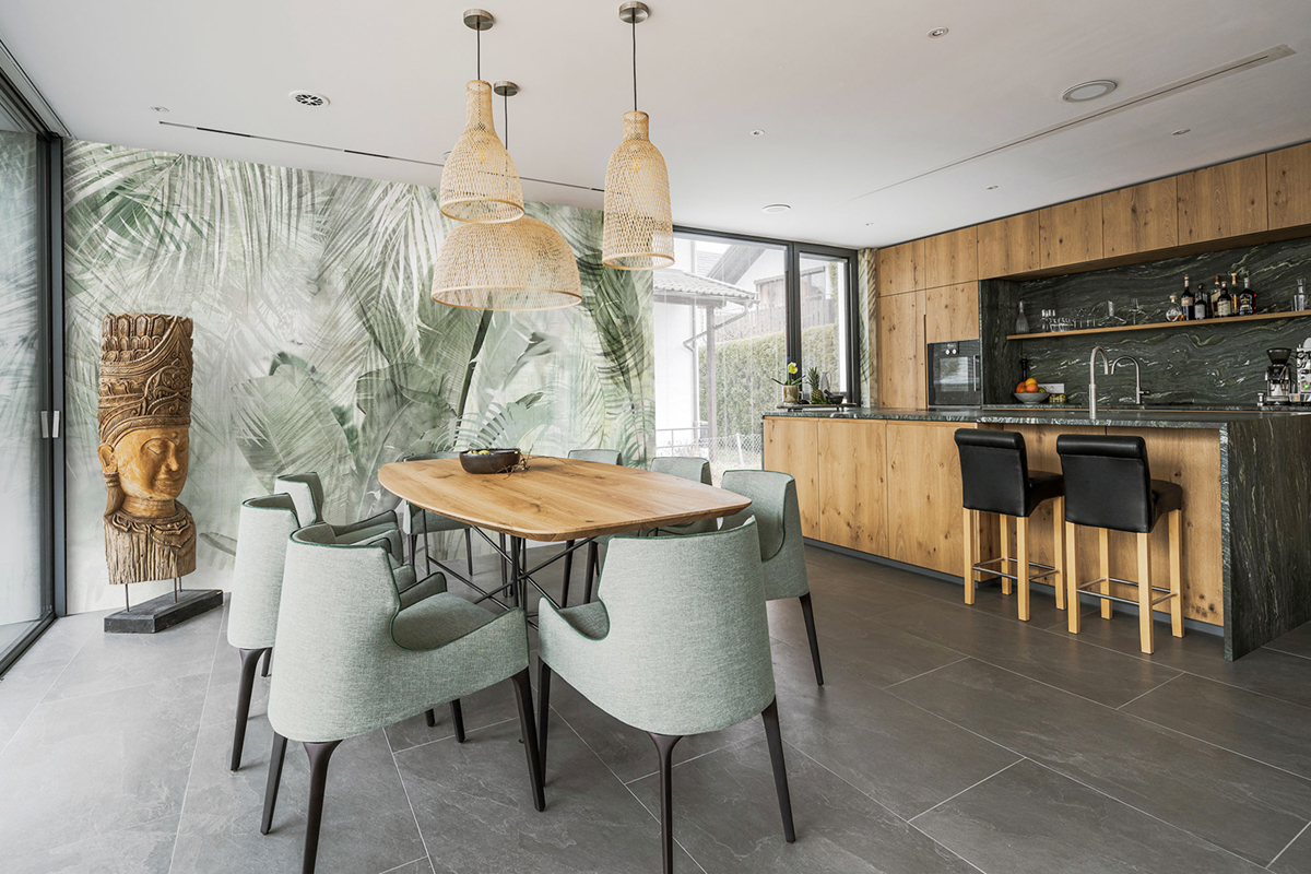 Papier peint panoramique Feuille Botanical Boho vert - Papier Peint Komar Infinity 2